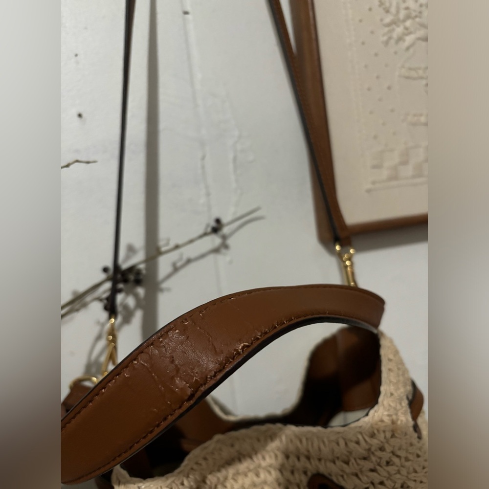 🍷☀️Ralph Lauren Crochet-Straw Debby Drawstring Bag - Picture 13 of 13